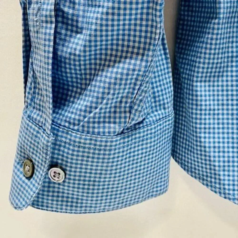 Banana Republic Dress Shirt‎ Men's XL Blue Mini Check Stretch Classic Poplin EUC